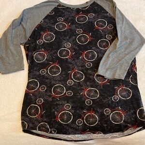 Women’s Black & Gray Bicycle Print Raglan Top
